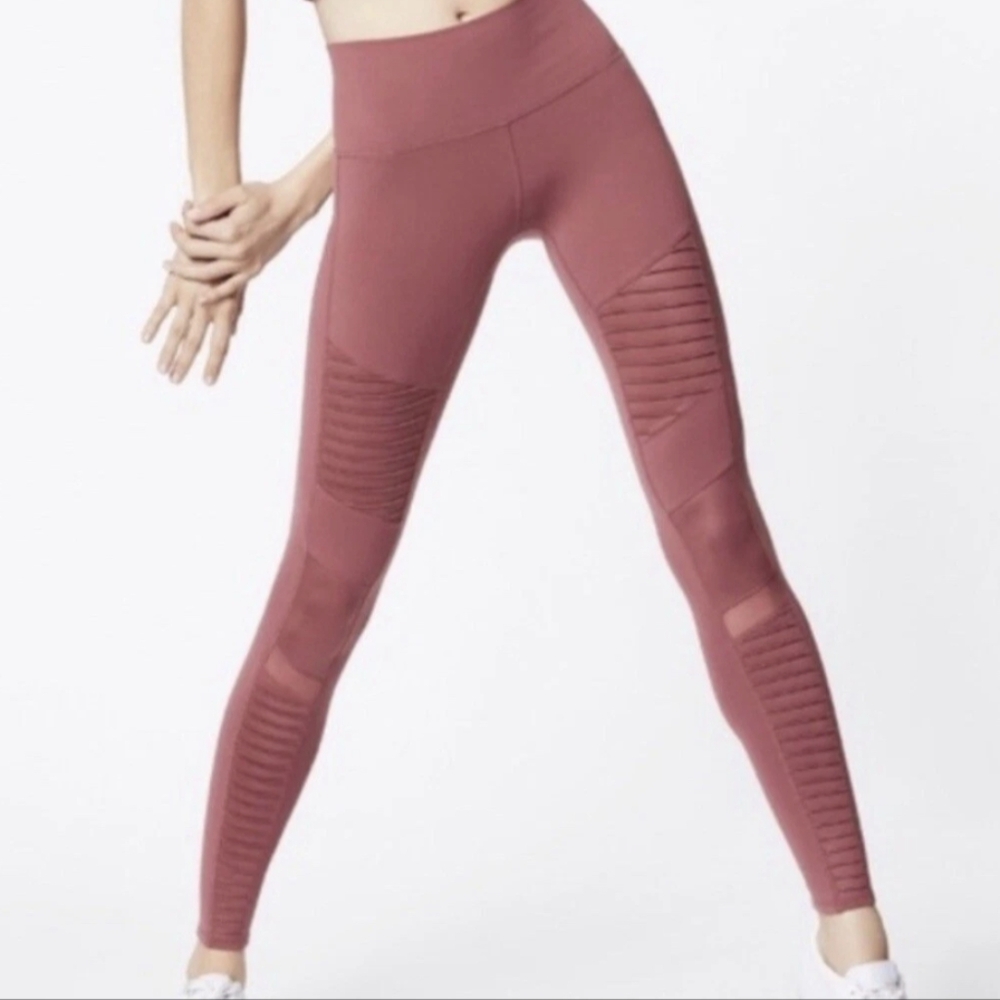 Alo Yoga High Waist Moto Leggings Women XS Pink Athletic Gym Workout Activewear